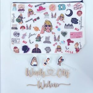 NWT Taylor Swift 4pc Bundle: Makeup Pouch & Straw Cover